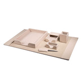 White Latte Bonded Leather Desk Set, 6pc